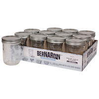 Bernardin Wide Mouth Decorative Glass Mason Jars with Snap Lids, 500 mL, 12 Count Composite_or_Mixed