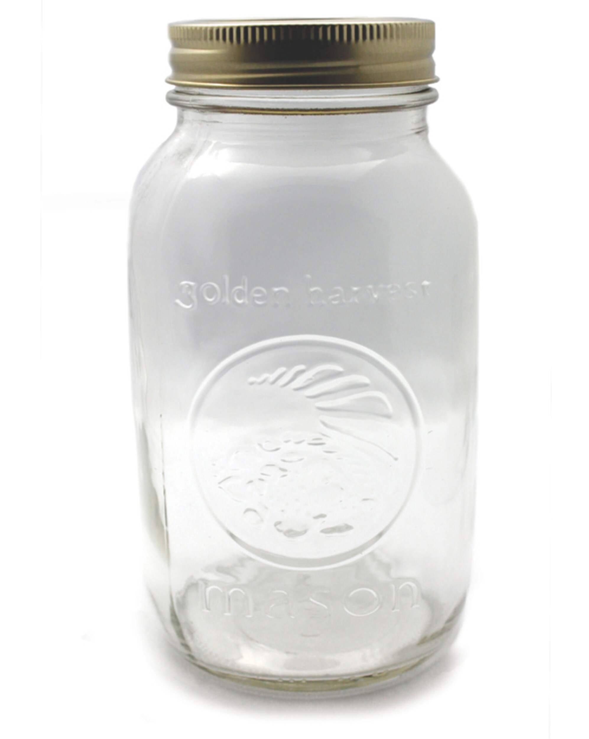 Golden Harvest Regular Mouth Glass Mason Jars with Snap Lids, 1 L, 12