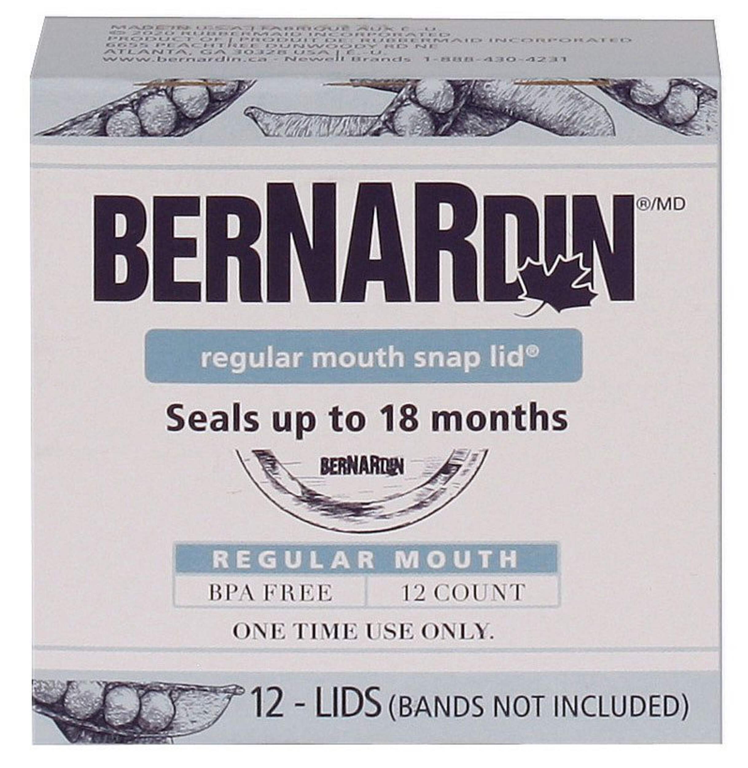 Bernardin Regular Mouth Replacement Snap Lids for Mason Jars, 12-pk Front_Elevated