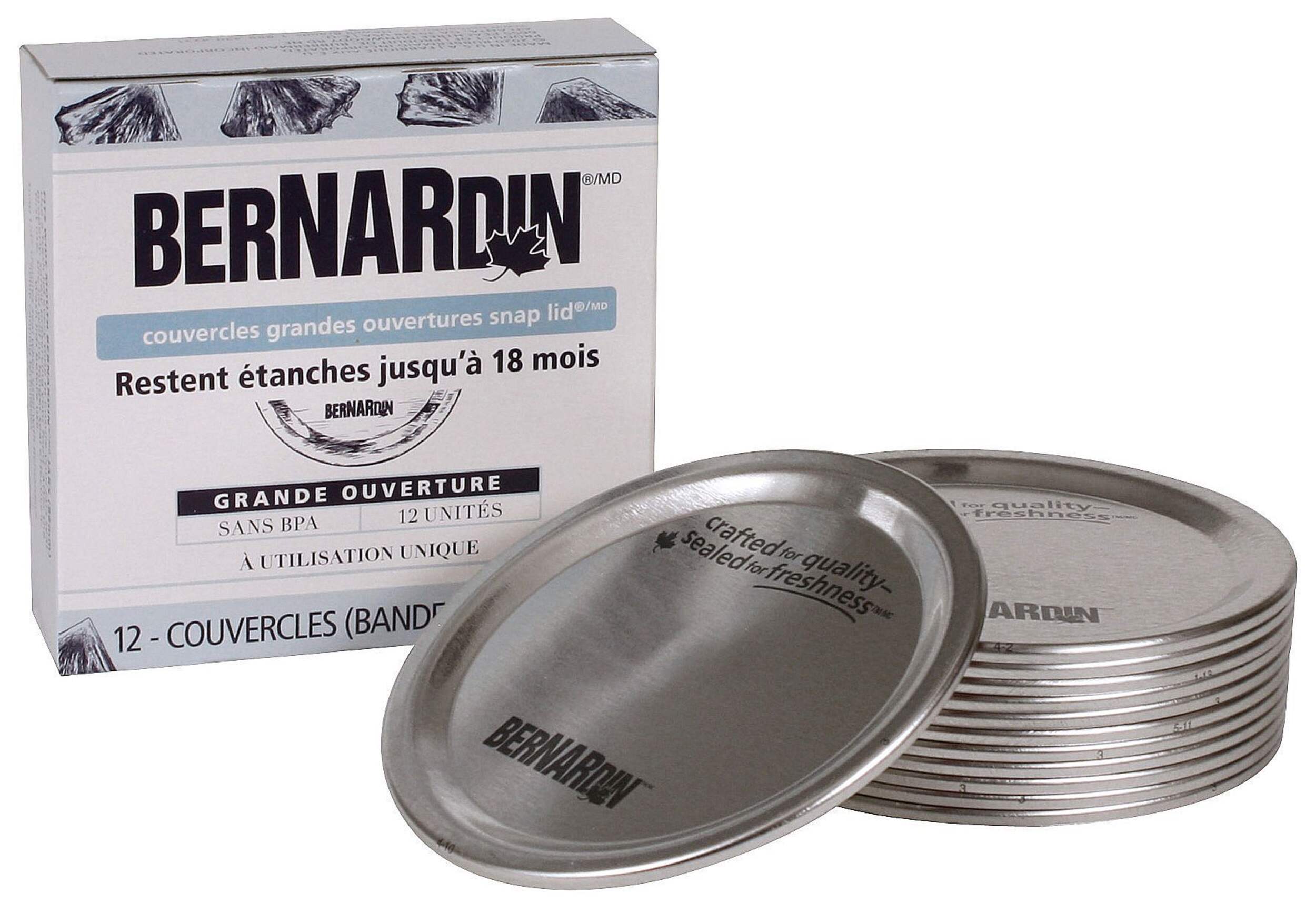 Couvercles à pression de rechange pour bocaux Mason à ouverture large Bernardin, paq. 12 Composite_or_Mixed