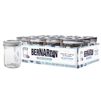 Bernardin Regular Mouth Smooth Glass Mason Jars with Snap Lids, 250 mL, 12 Count Composite_or_Mixed