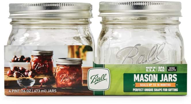 Bernardin 4 x 473mL Wide Mouth Glass Mason Jars with Snap Lids ...