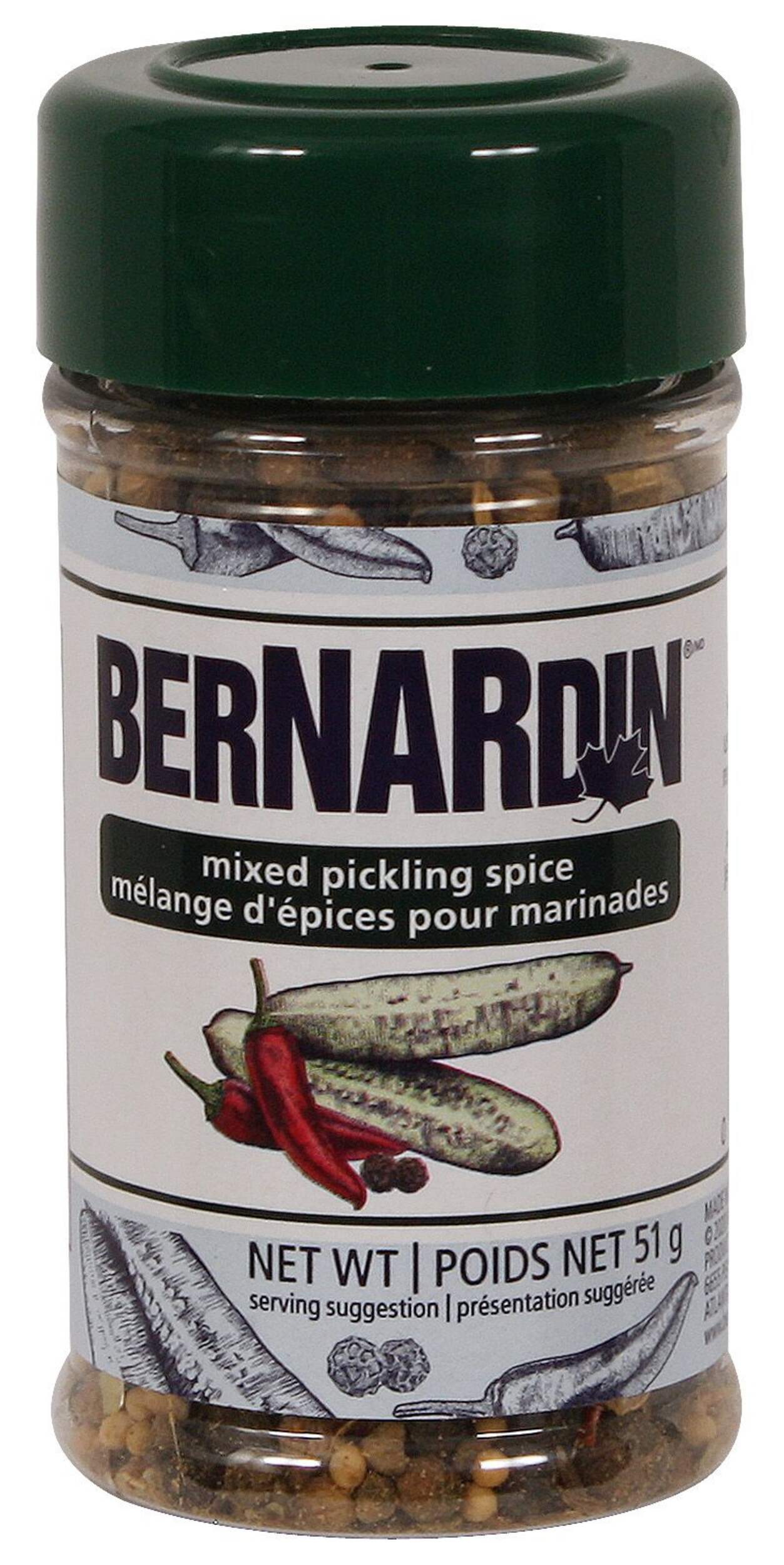Bernardin Mixed Pickling Spice, Makes 15 to 25L of Pickles, 51-g Front_Elevated