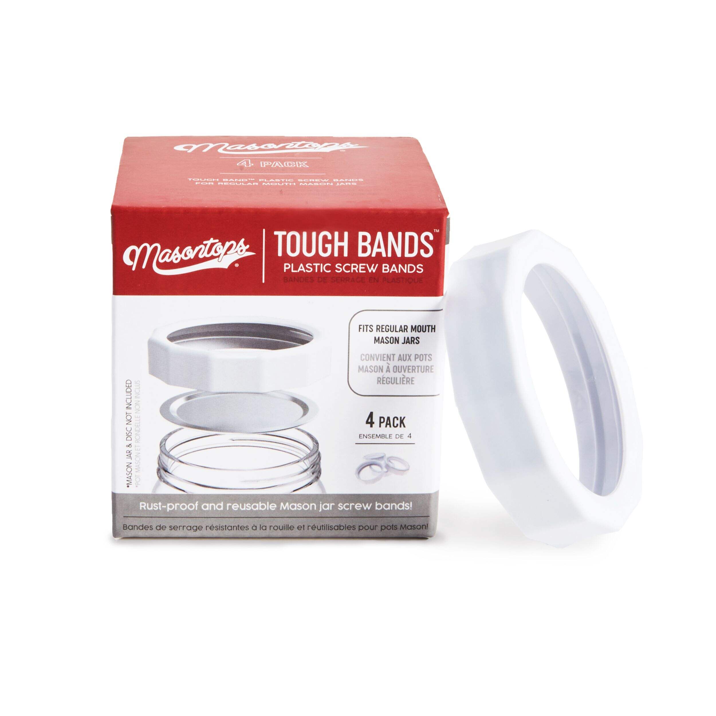 Masontops Regular Tough Screw Band for Jars, Rust-proof, 4-pk Composite_or_Mixed