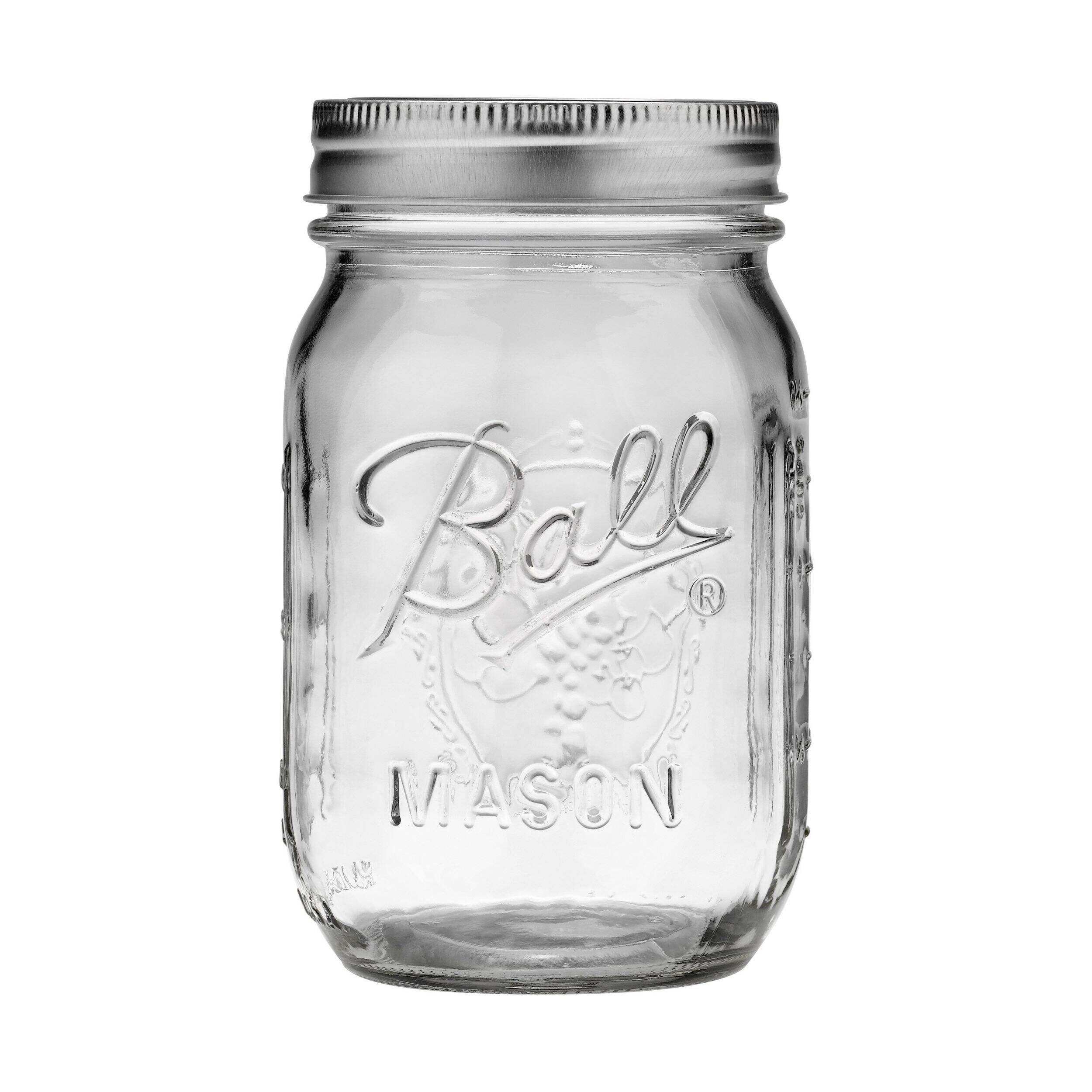 Ball Regular Mouth Pint Glass Mason Jar, 16-oz/473-mL, 8-pk Front_Flat