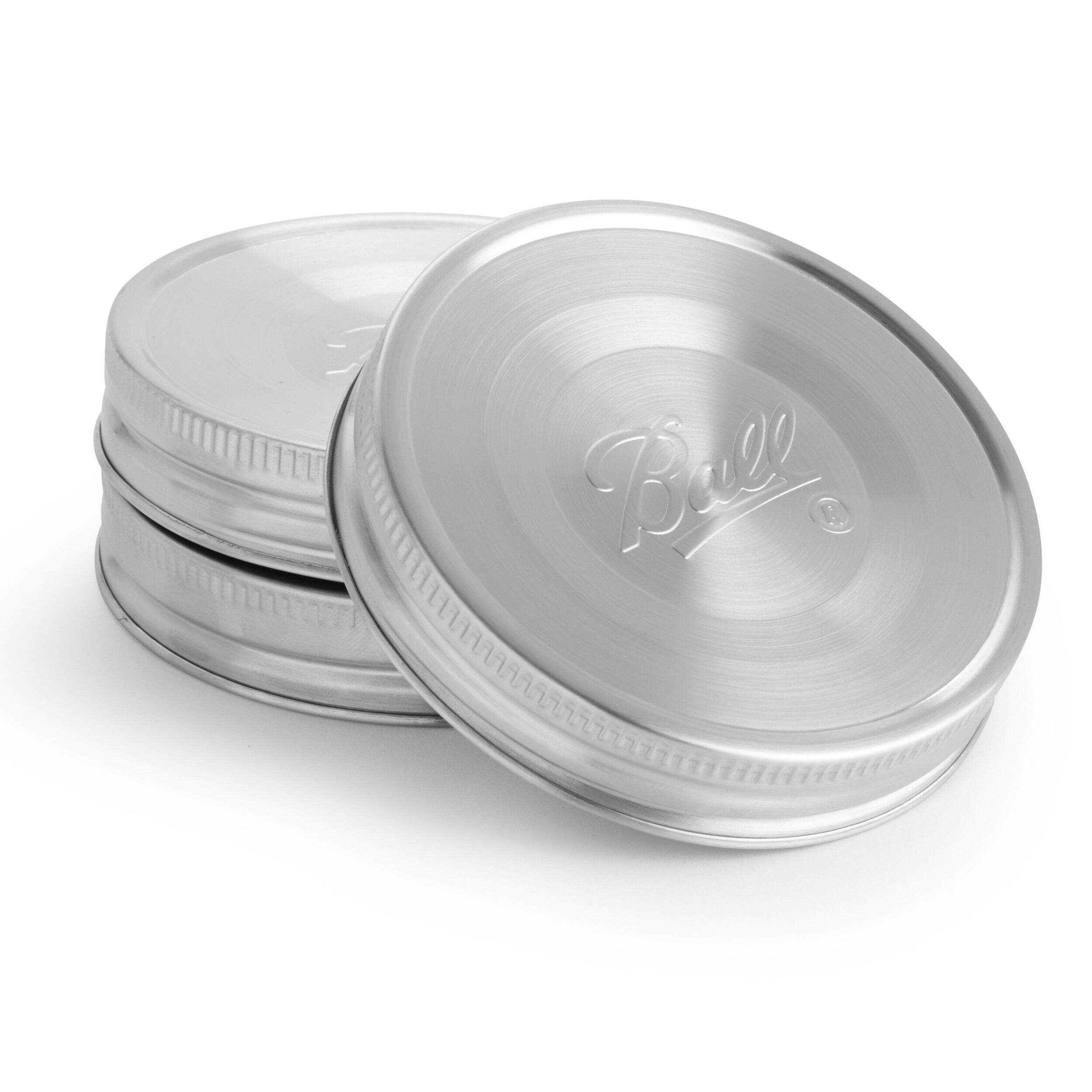 BALL Wide Mouth Stainless Steel Lids, Rust-Resistant, 3-pk Composite_or_Mixed