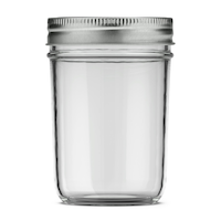 Pur Mason Smooth Design Regular Mouth Glass Jar with Lid & Band, 8-oz, 12-pk