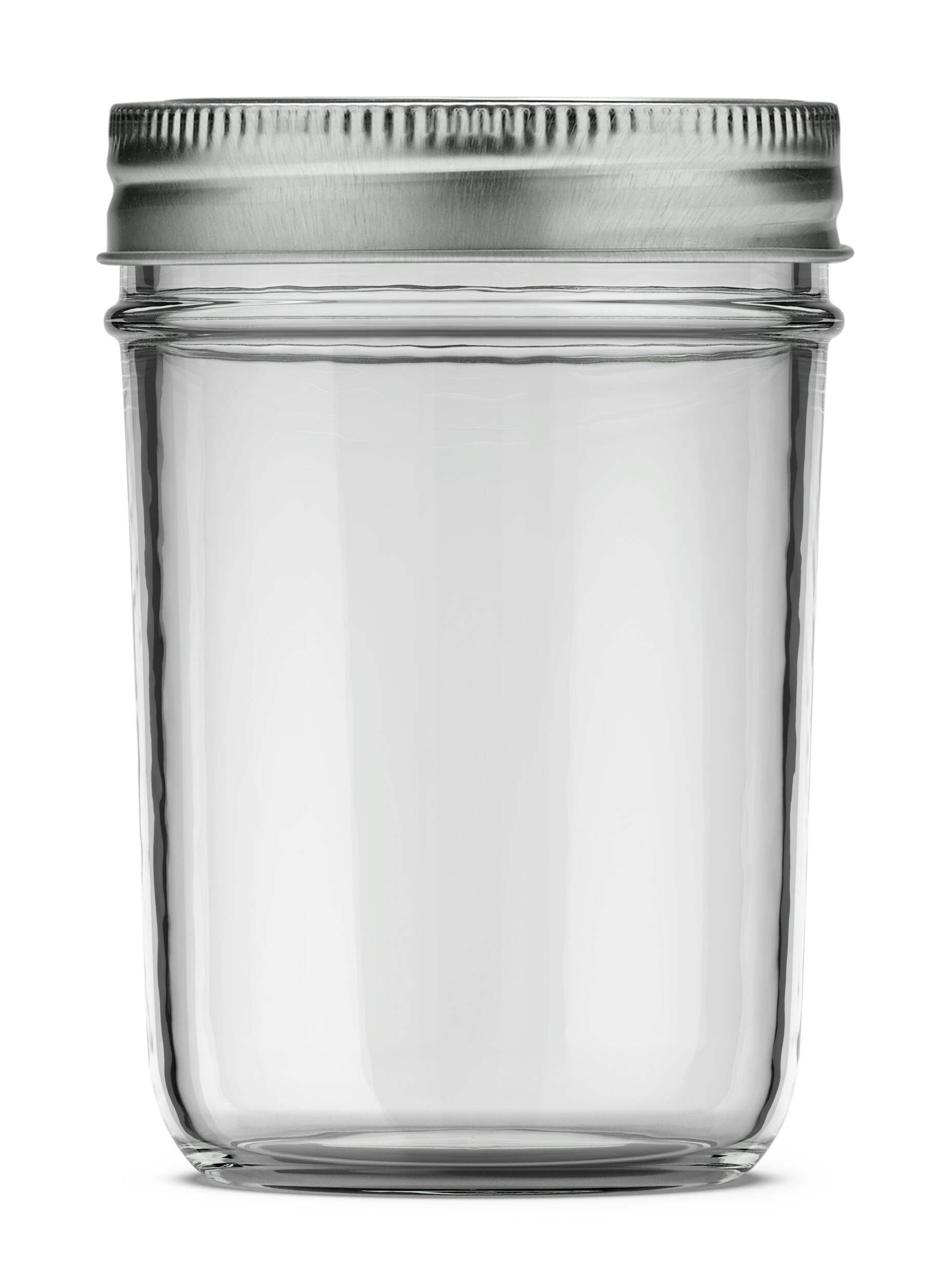 Pur Mason Smooth Design Regular Mouth Glass Jar with Lid & Band, 8-oz, 12-pk Front_Flat