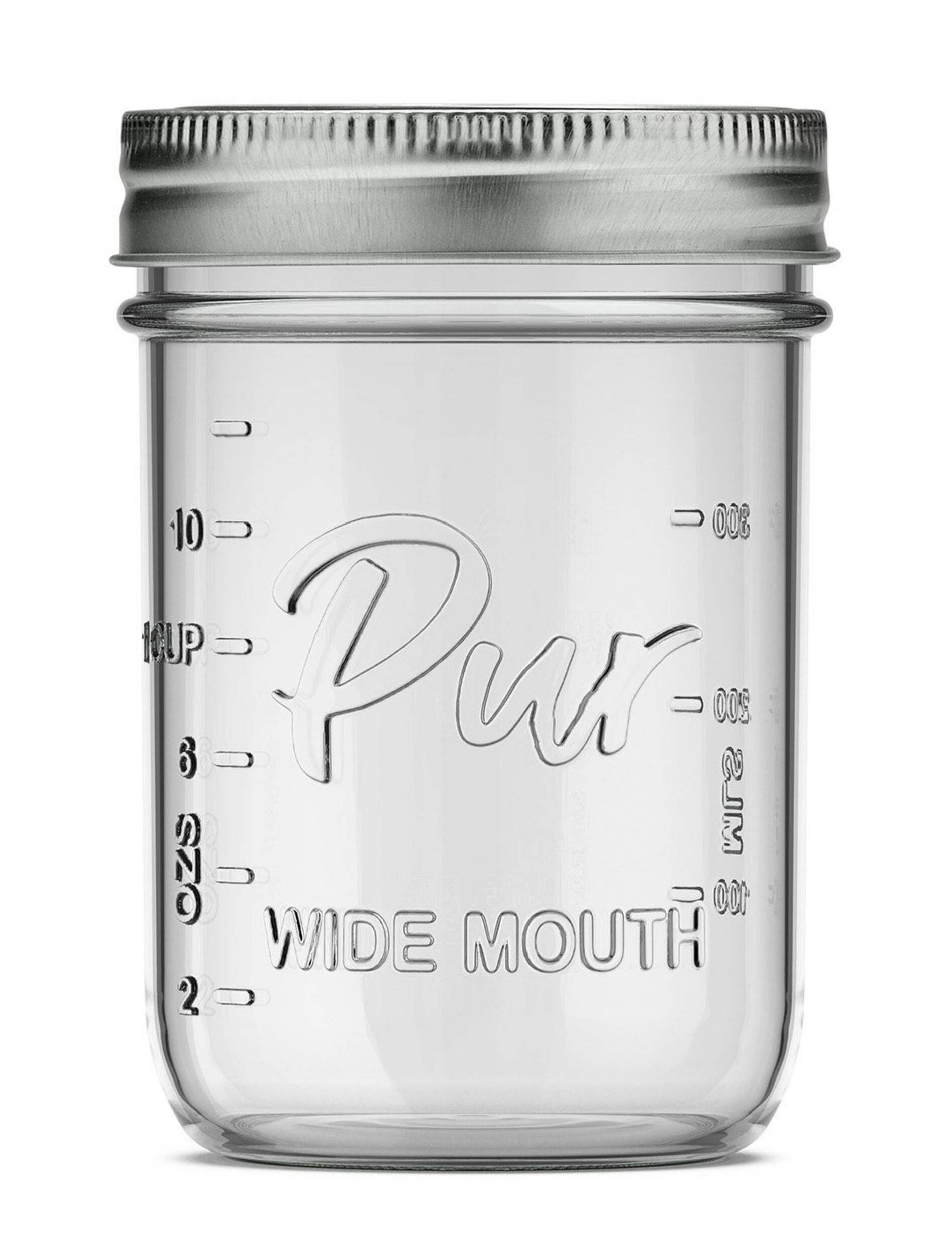 Pur Mason Wide Mouth Canning Glass Jar with Lid & Band, 16-oz/473-mL, 12-pk Front_Flat