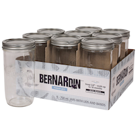 Bernardin Wide Mouth Glass Mason Jars with Snap Lids, 750 ml, 9 Count Composite_or_Mixed