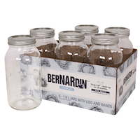 Bernardin Wide Mouth Glass Mason Jars with Snap Lids, 1.9 L, 6 Count Composite_or_Mixed