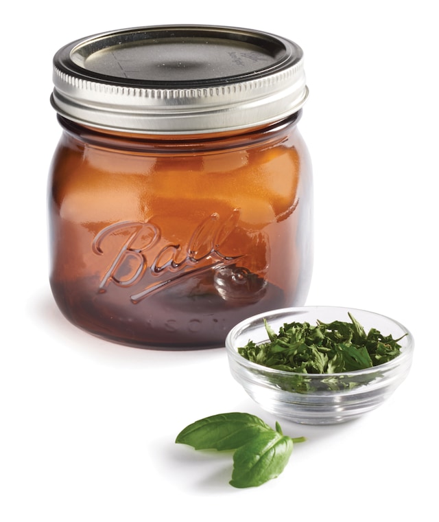 Ball 4 x 473mL Wide Mouth Amber Glass Mason Jars with Snap Lids