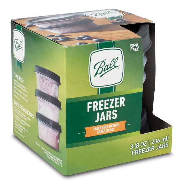 Ball Stackable Freezer Jars, Plastic SnapOn Lid, BPAFree, 236 ml, 3
