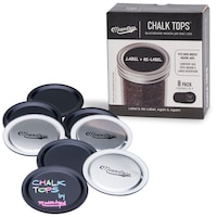 Masontops Chalk Tops Wide Mouth Storage Lids (Non-Sealing) for Mason Jars, 8-pk Composite_or_Mixed