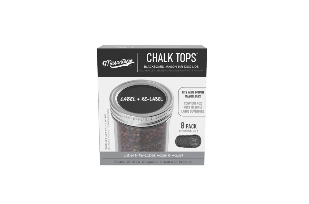 Masontops Chalk Tops 8pk Wide Mouth Storage Lids (NonSealing) for