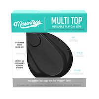 Masontops Multi-Top Regular Mouth Plastic Flip Cap Storage Lid for Mason Jars, Black Front_Elevated