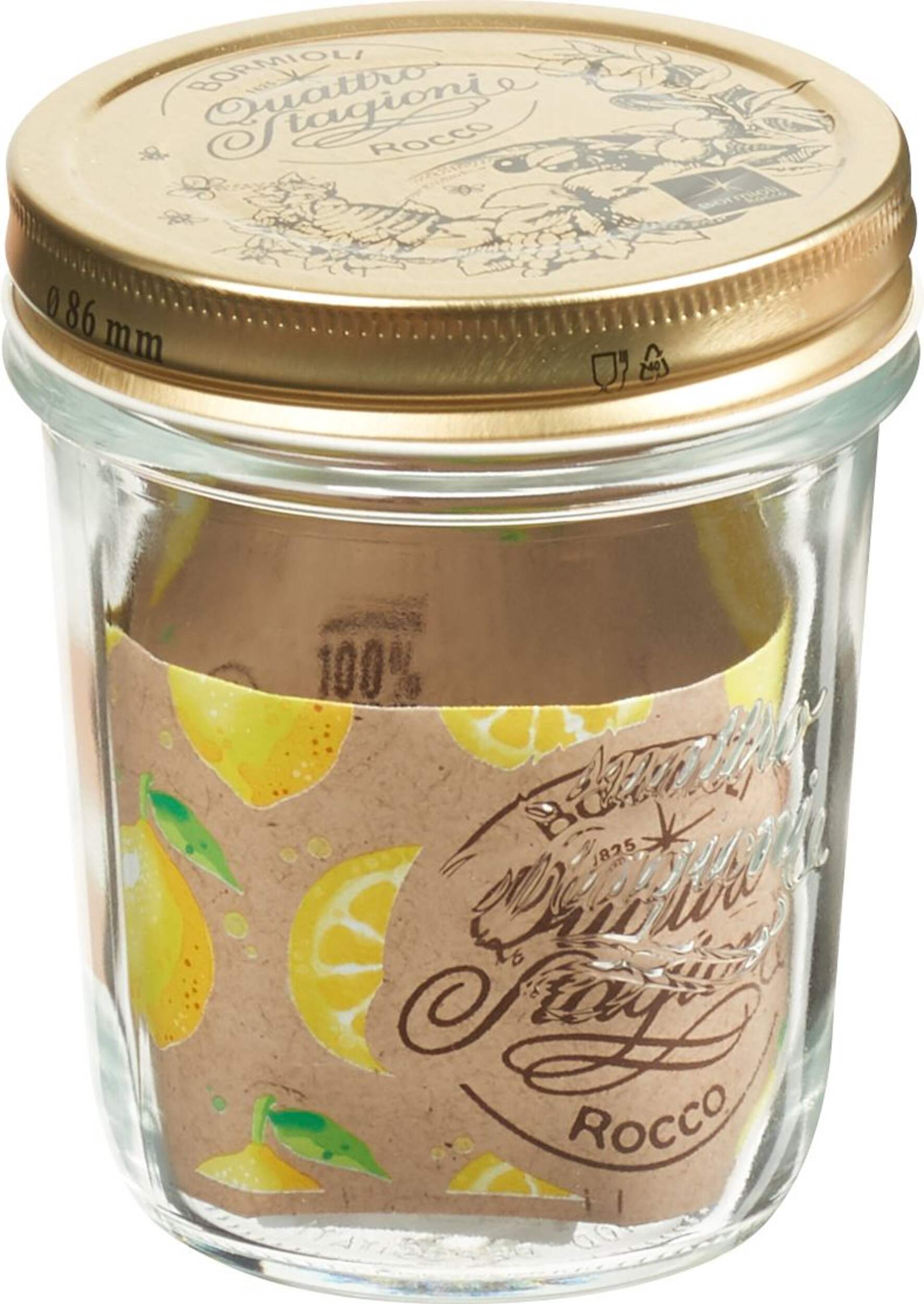 Quattro Stagioni 320mL Wide Mouth Glass Mason Jar with Sealing Lid Front_Angled_Right