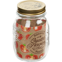 Quattro Stagioni Regular Mouth Glass Mason Jar with Sealing Lid, 500 mL Front_Three_Fourths_Angled_Right