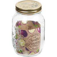 Quattro Stagioni 1L Wide Mouth Glass Mason Jar with Sealing Lid Front_Three_Fourths_Angled_Right