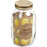 Quattro Stagioni 1.5L Wide Mouth Glass Mason Jar with Sealing Lid Front_Three_Fourths_Angled_Right