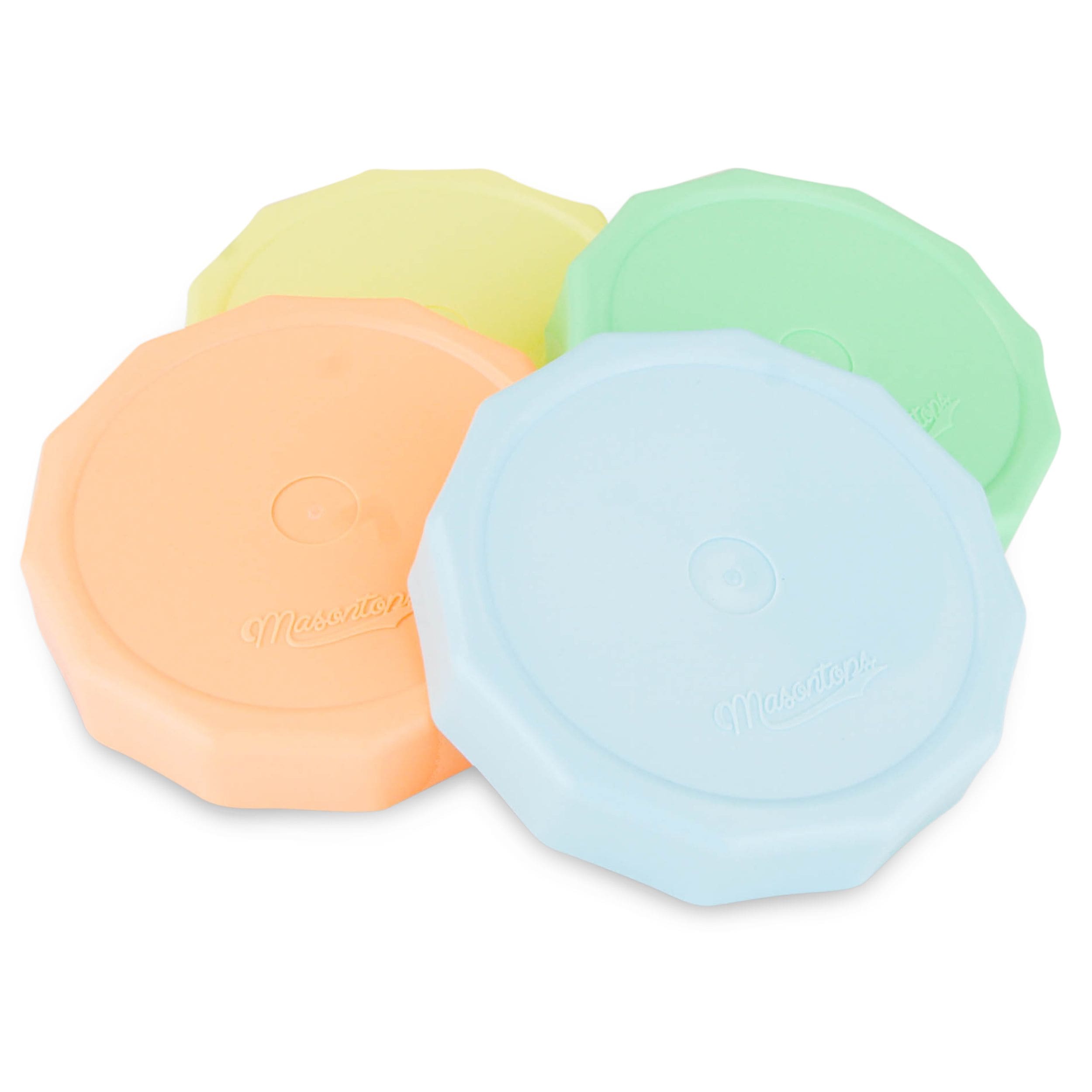 Masontops Tough Tops Durable Plastic Lids, WideMouth, Assorted, 4pc