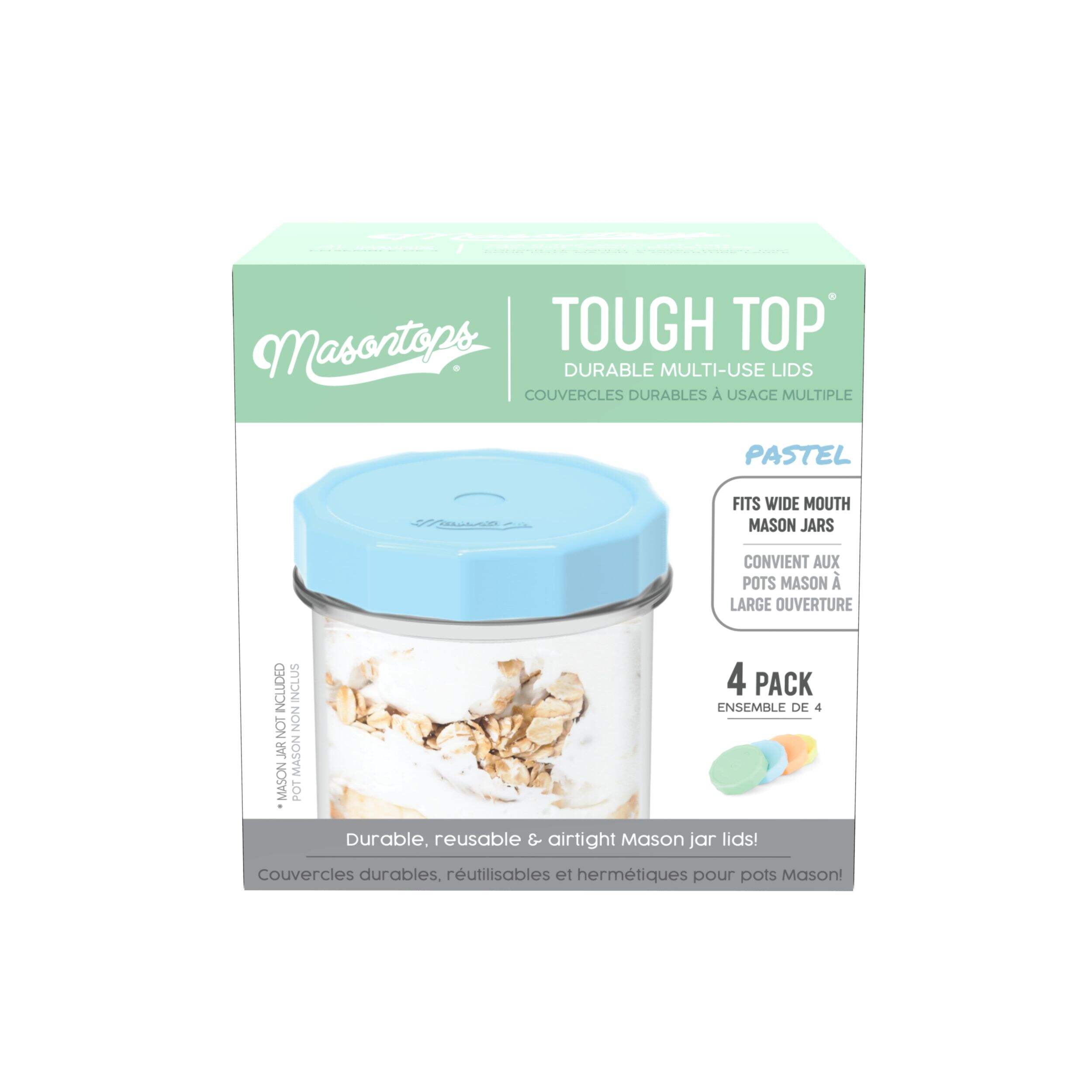Masontops Tough Tops Durable Plastic Lids, Regular-Mouth, Assorted, 4-pk Front_Elevated