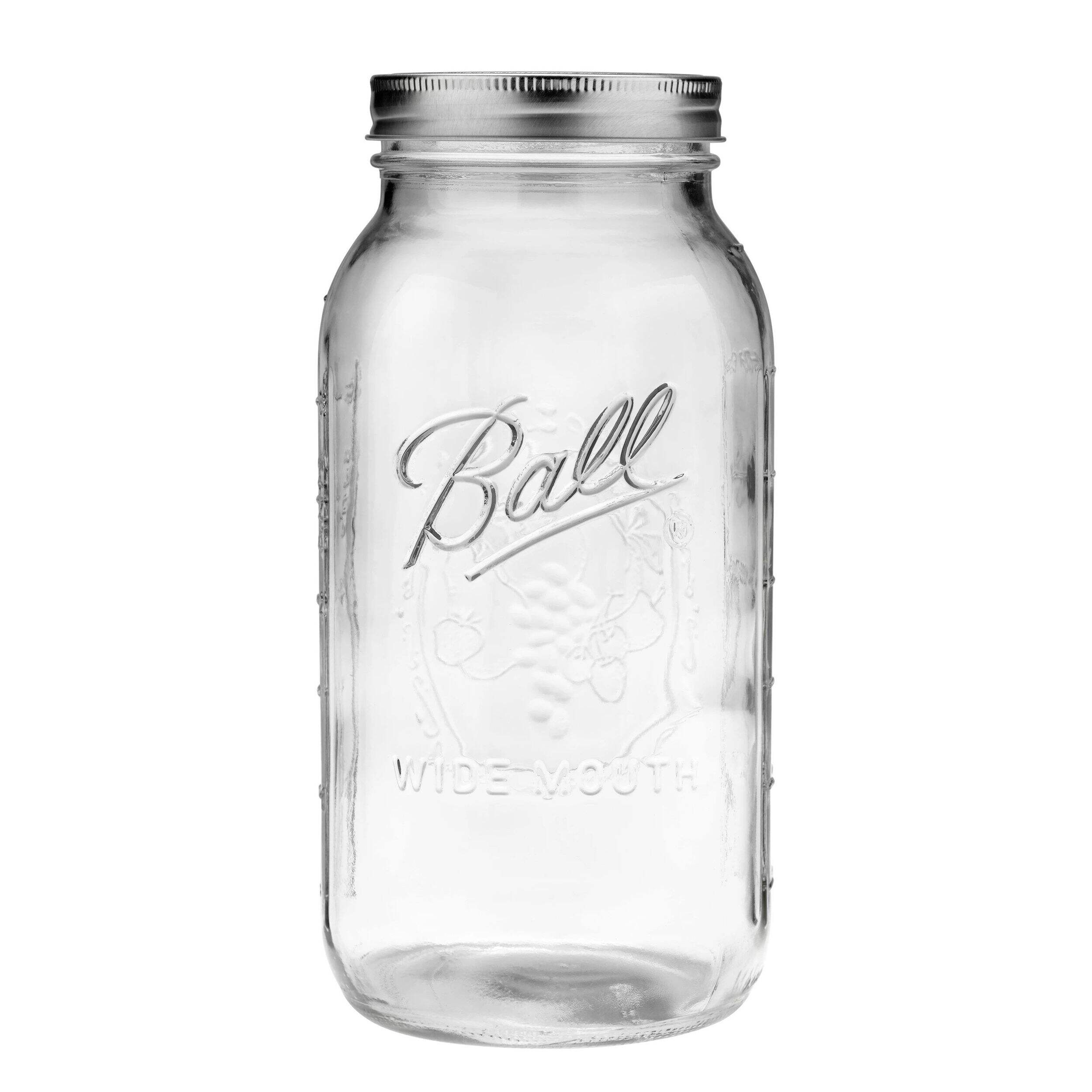 Pur Mason Wide Mouth Half Gallon Glass Mason Jar, 64-oz/1.89-L, 6-pk Front_Flat