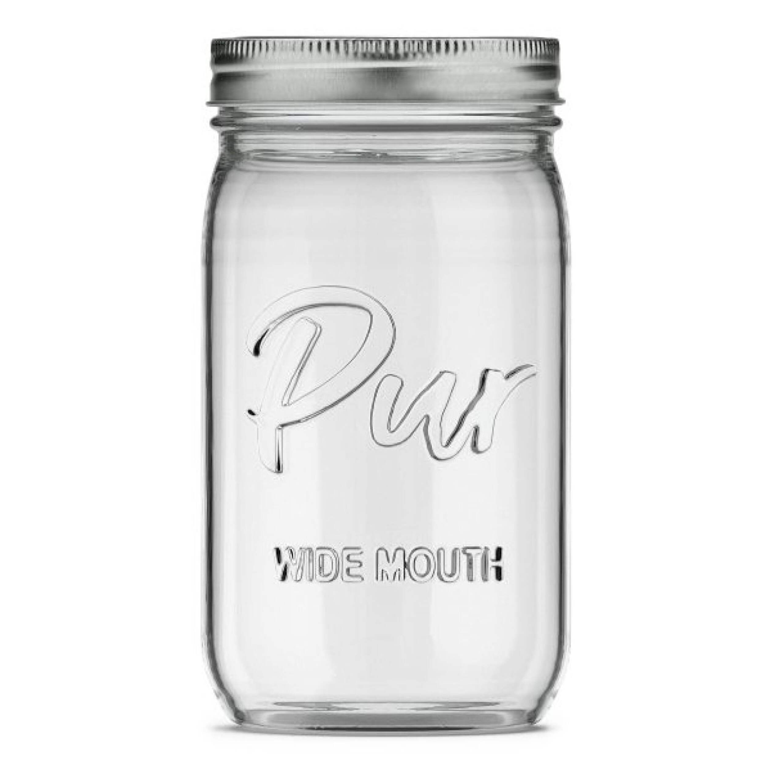 Pur Mason Wide Mouth Canning Glass Jar with Lid & Band, 32-oz/946-mL, 12-pk Front_Flat