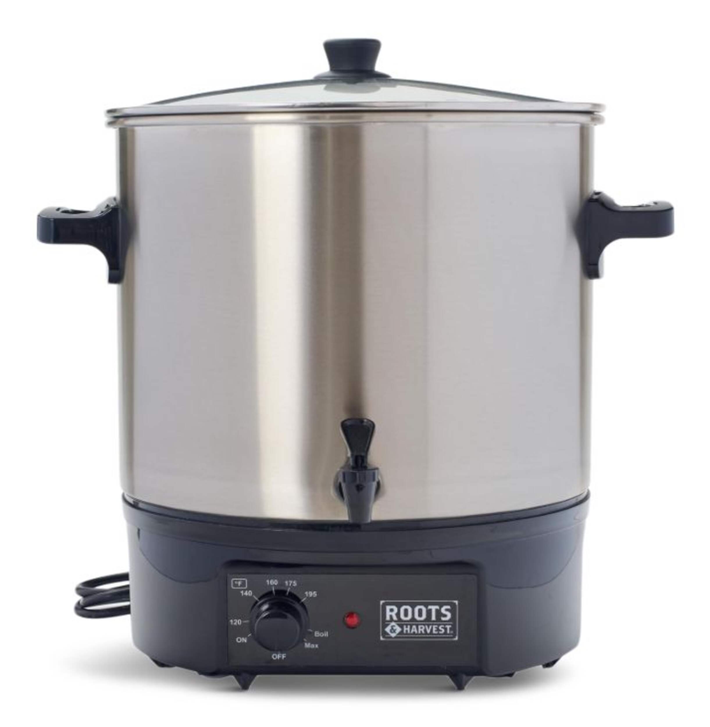 Bain-marie pour conserves électrique avec couvercle en verre et support de mise en conserve en inox Roots & Harvest Front_Flat