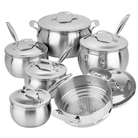 Lagostina Commercial Pro Stainless Steel Cookware Set, 12-pc Composite_or_Mixed