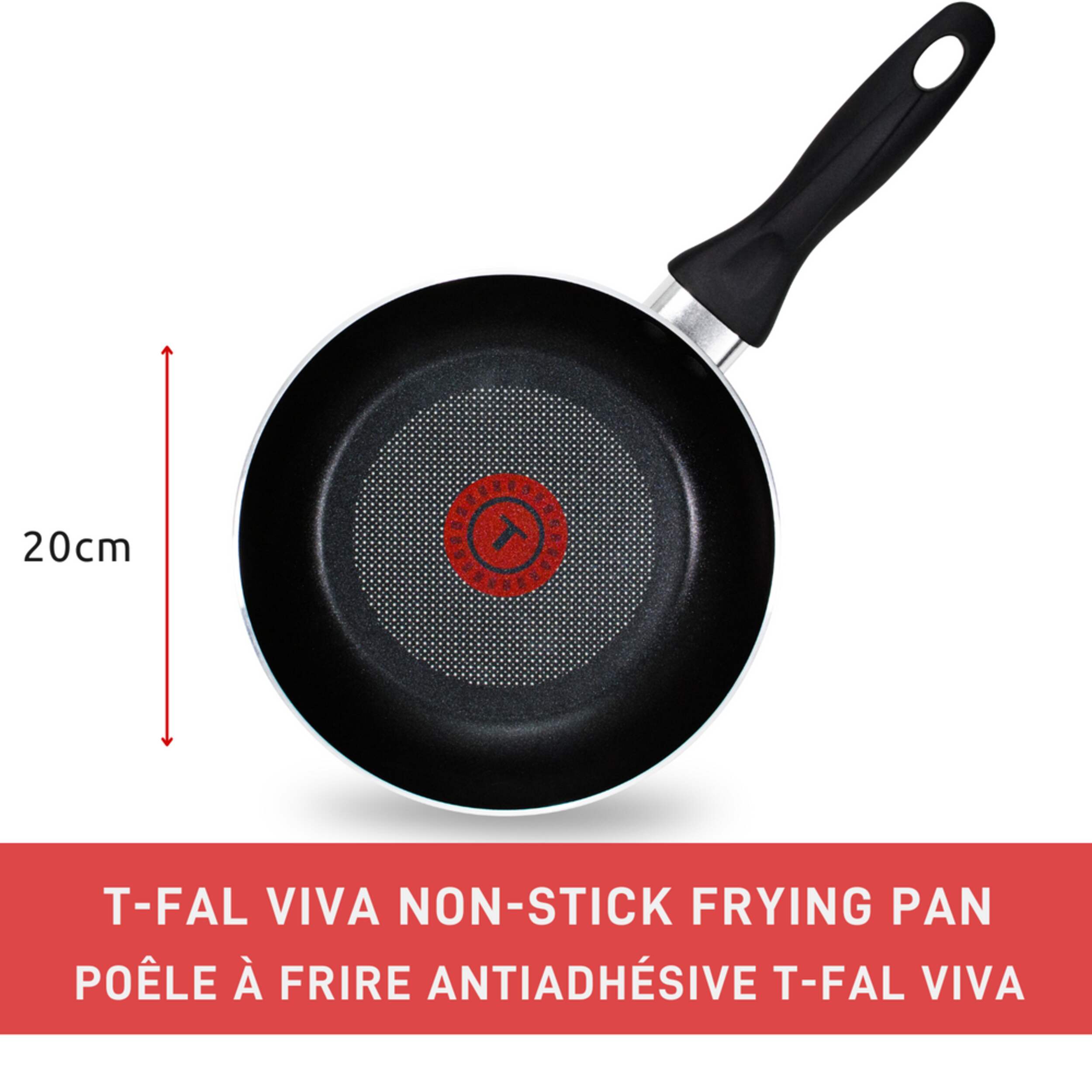 Tfal Viva Aluminum Frying Pan Nonstick, Dishwasher & Oven Safe, Black