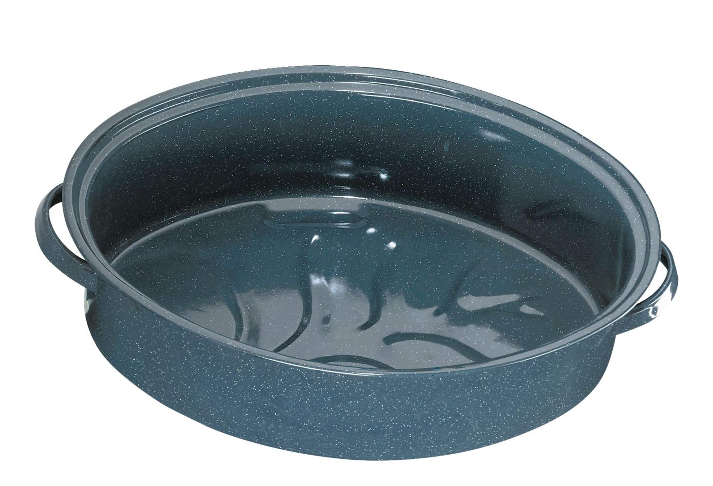 Enamel-on-Steel Oval Roaster, Dishwasher Safe, 38.7 x 28cm Overhead_Plunge