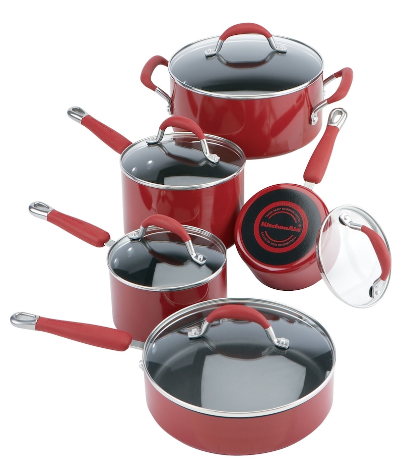 KitchenAid Cookware Set, Red, 10pc Canadian Tire