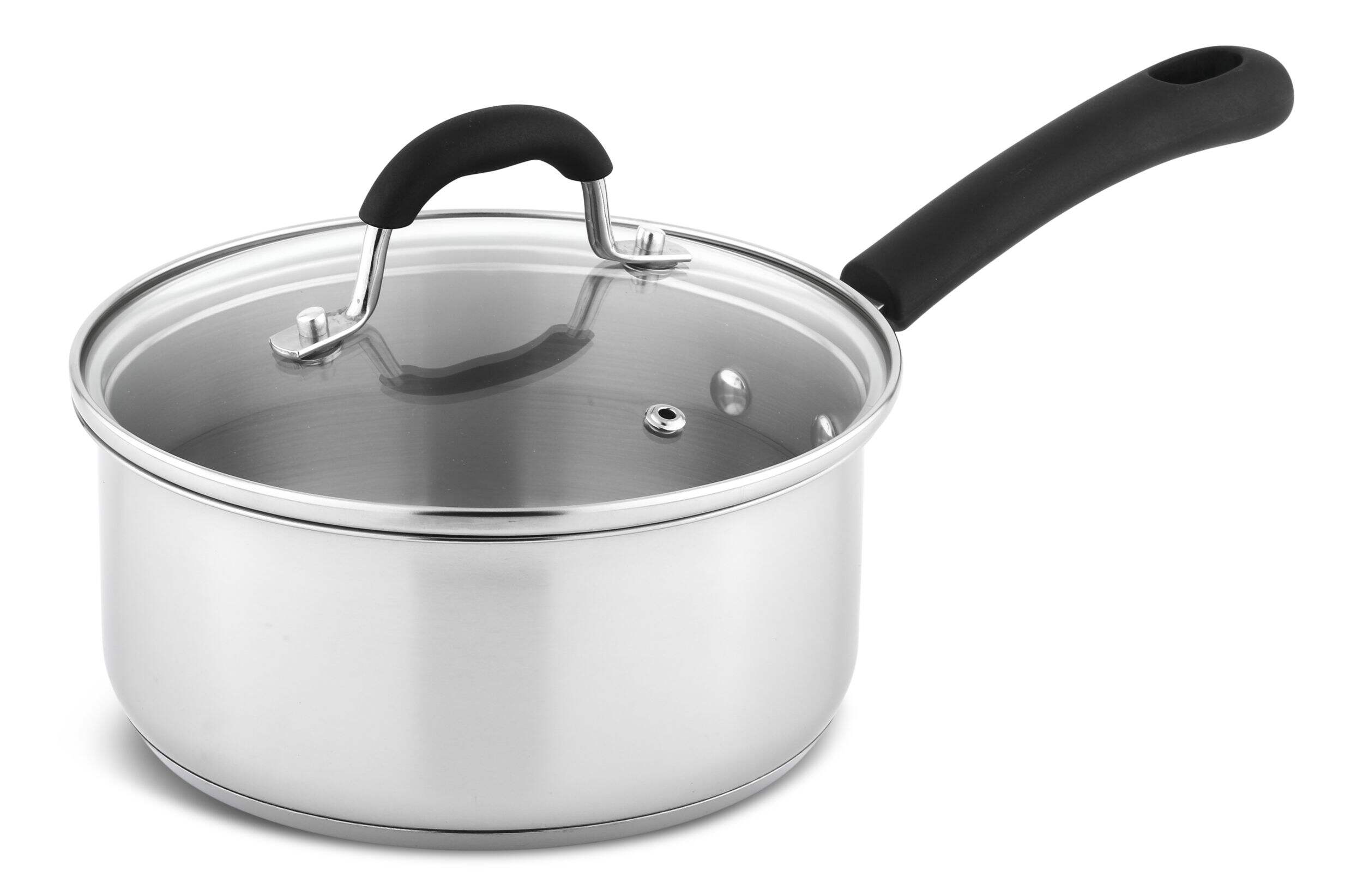 MASTER Chef 18/10 Stainless Steel Saucepan, Dishwasher Safe, 2-qt Front_Three_Fourths_Angled_Left