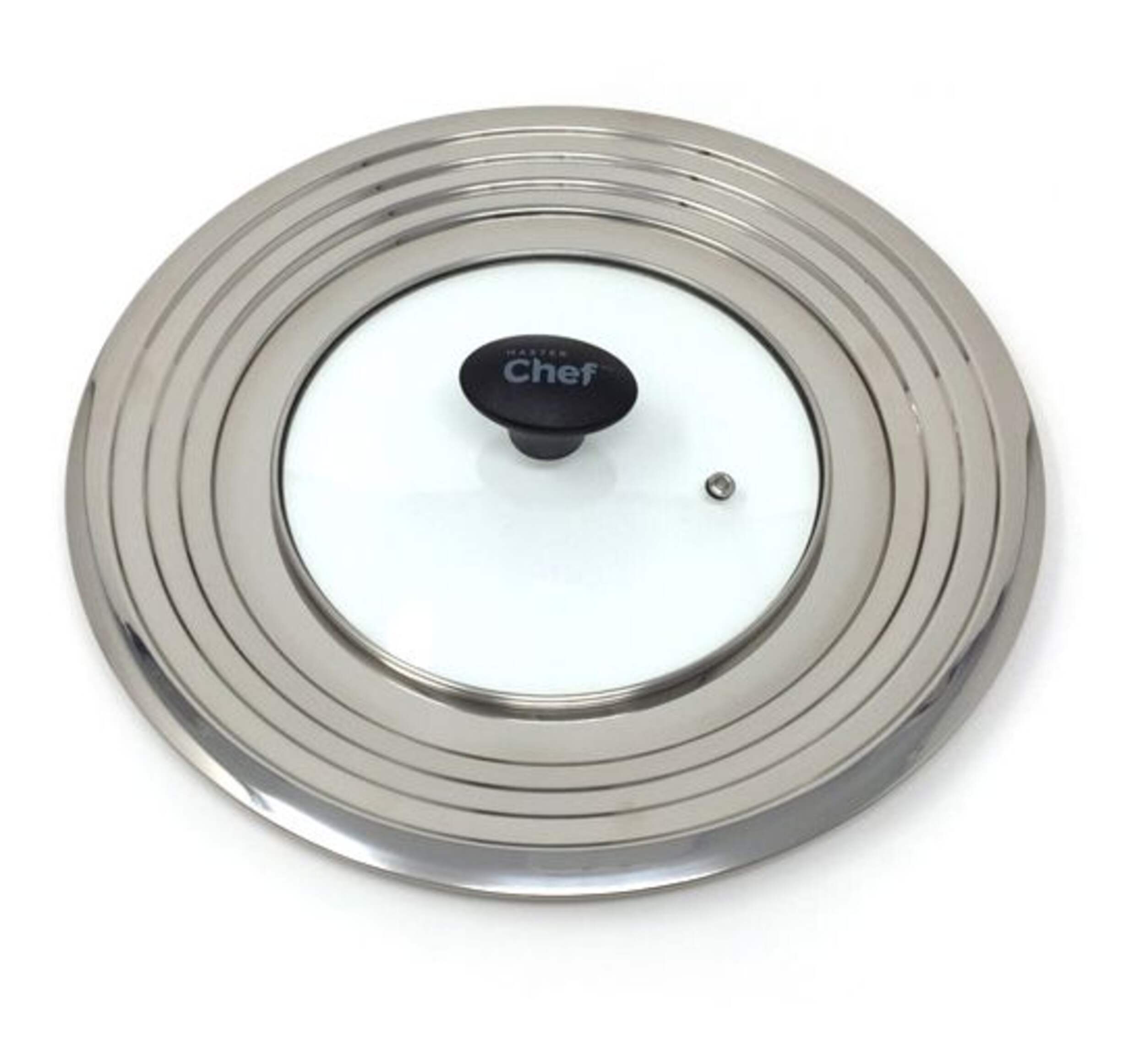 Universal Stainless Steel Glass Lid for Pots & Pans, Fits (24 cm) to (32 cm) Overhead_Plunge