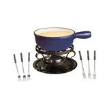 Service à fondue Swissmar Lugano en fonte, bleu foncé, 9 pces Front_Elevated