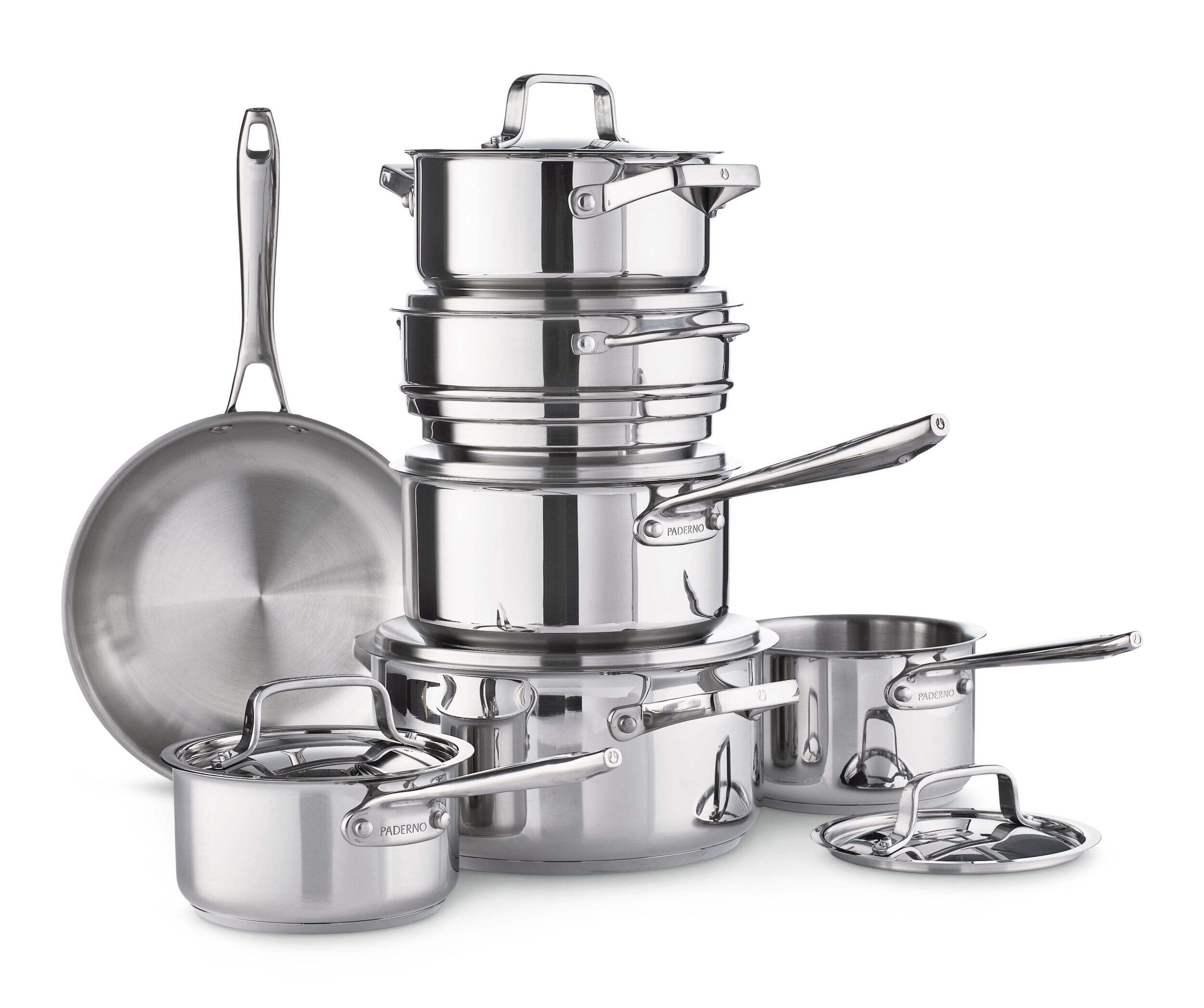 PADERNO Canadian Signature Stainless Steel Cookware Set, Dishwasher & Oven Safe, 13-pc Composite_or_Mixed