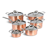 Lagostina Artiste-Clad Copper Cookware Set  & Oven Safe, 12-pc Front_Elevated