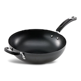 Lagostina Carbon Steel Wok Stir Fry Pan, Oven Safe, Black, 30-cm Front_Three_Fourths_Angled_Left
