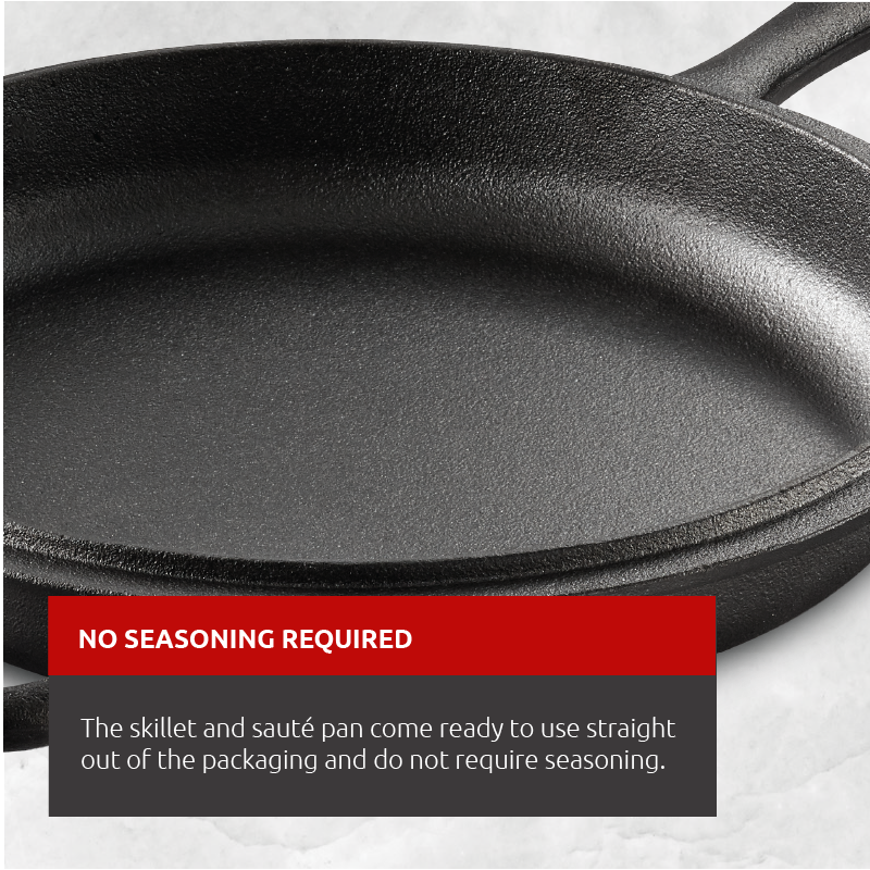Lagostina Preseasoned Cast Iron Skillet and Saute Pan Set, Oven Safe