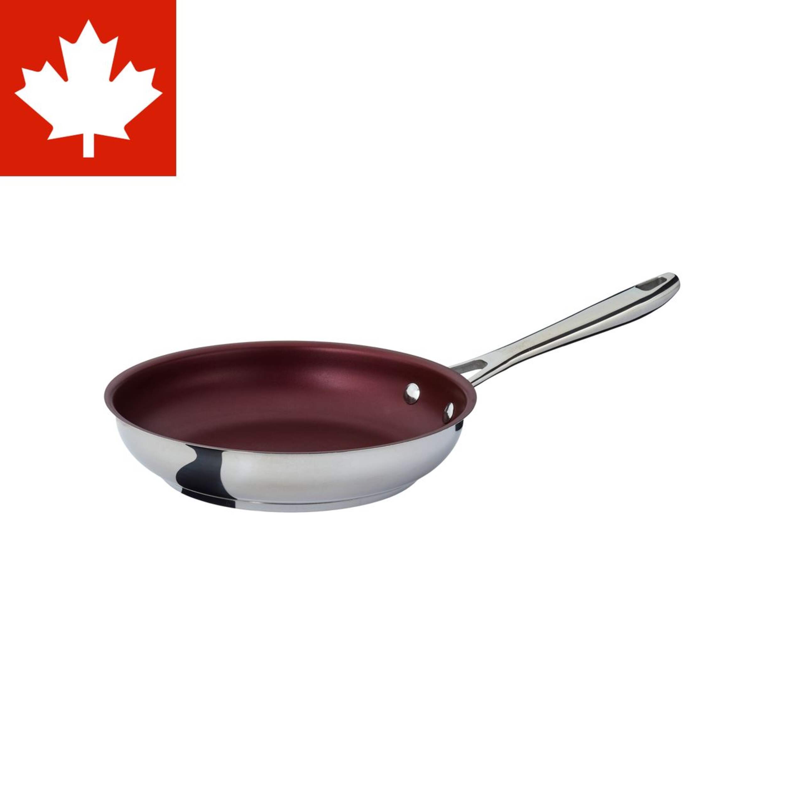 PADERNO Canadian Signature Stainless Steel Non-Stick Frying Pan, Oven Safe, 9-in Front_Three_Fourths_Angled_Left