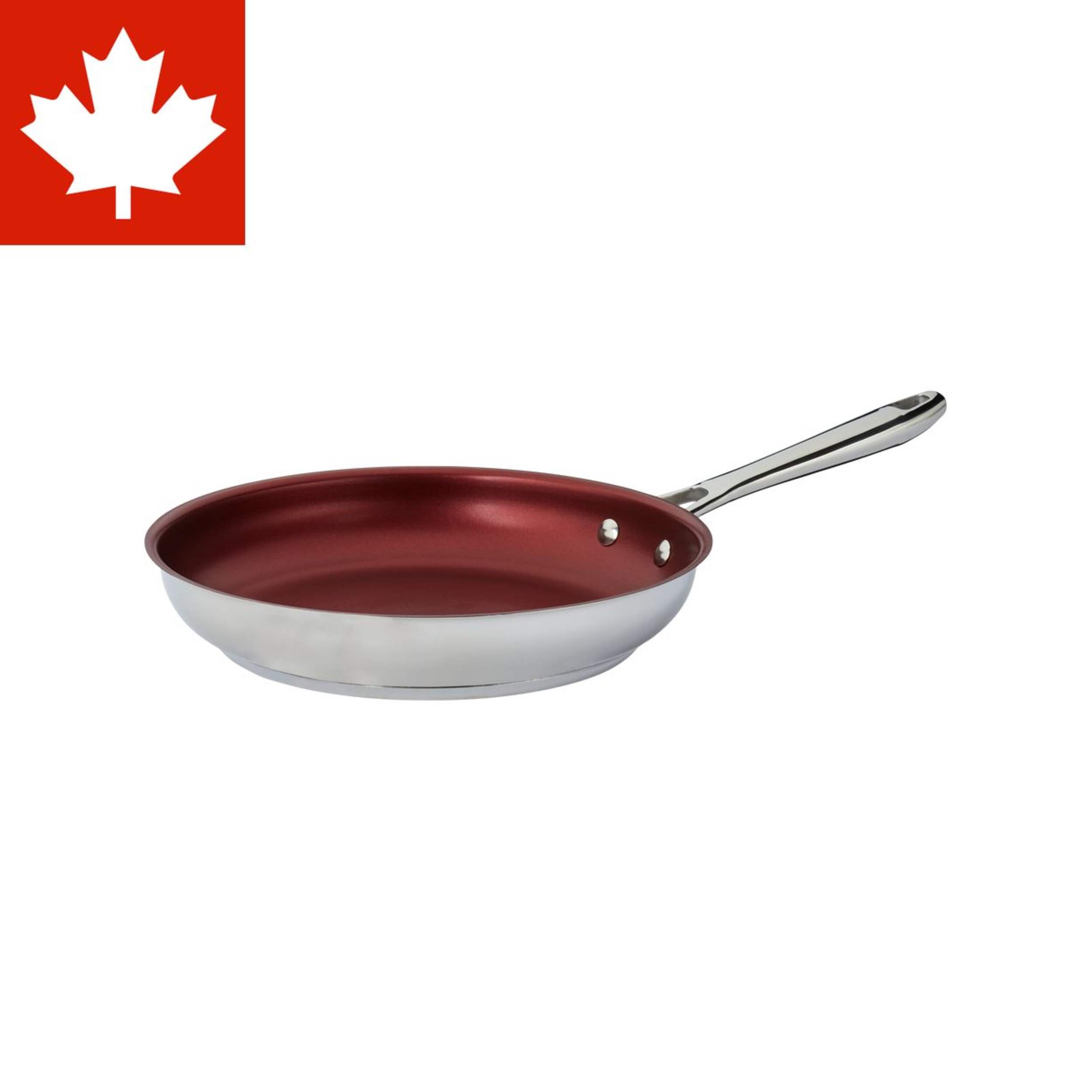 PADERNO Canadian Signature Stainless Steel Non-Stick Frying Pan, Oven Safe, 11-in Front_Three_Fourths_Angled_Left