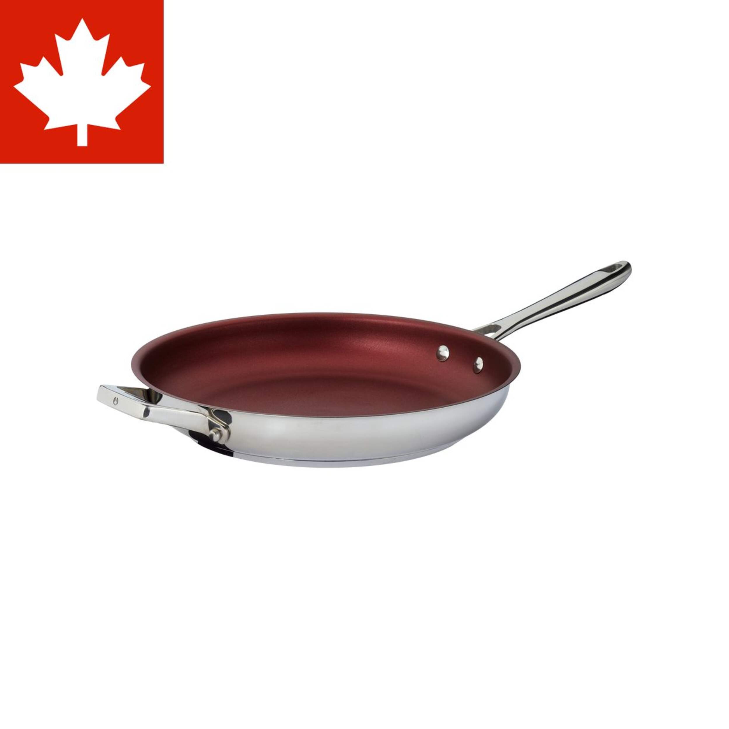 PADERNO Canadian Signature Stainless Steel Non-Stick Frying Pan, Oven Safe, 12.5-in Front_Three_Fourths_Angled_Left