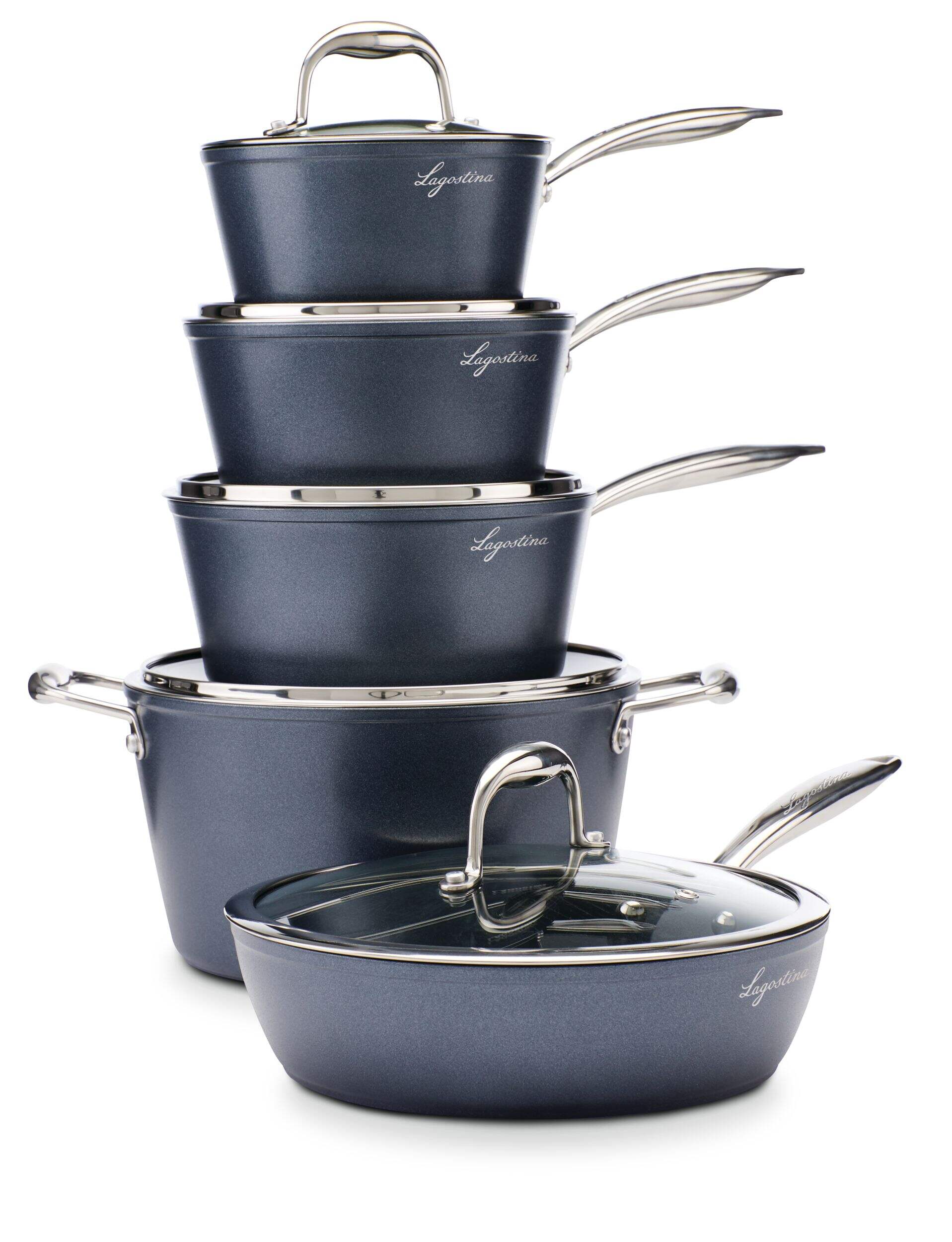 Lagostina Plasma Pro Cookware Set, Non-stick, Dishwasher & Oven Safe, 10-pc Composite_or_Mixed