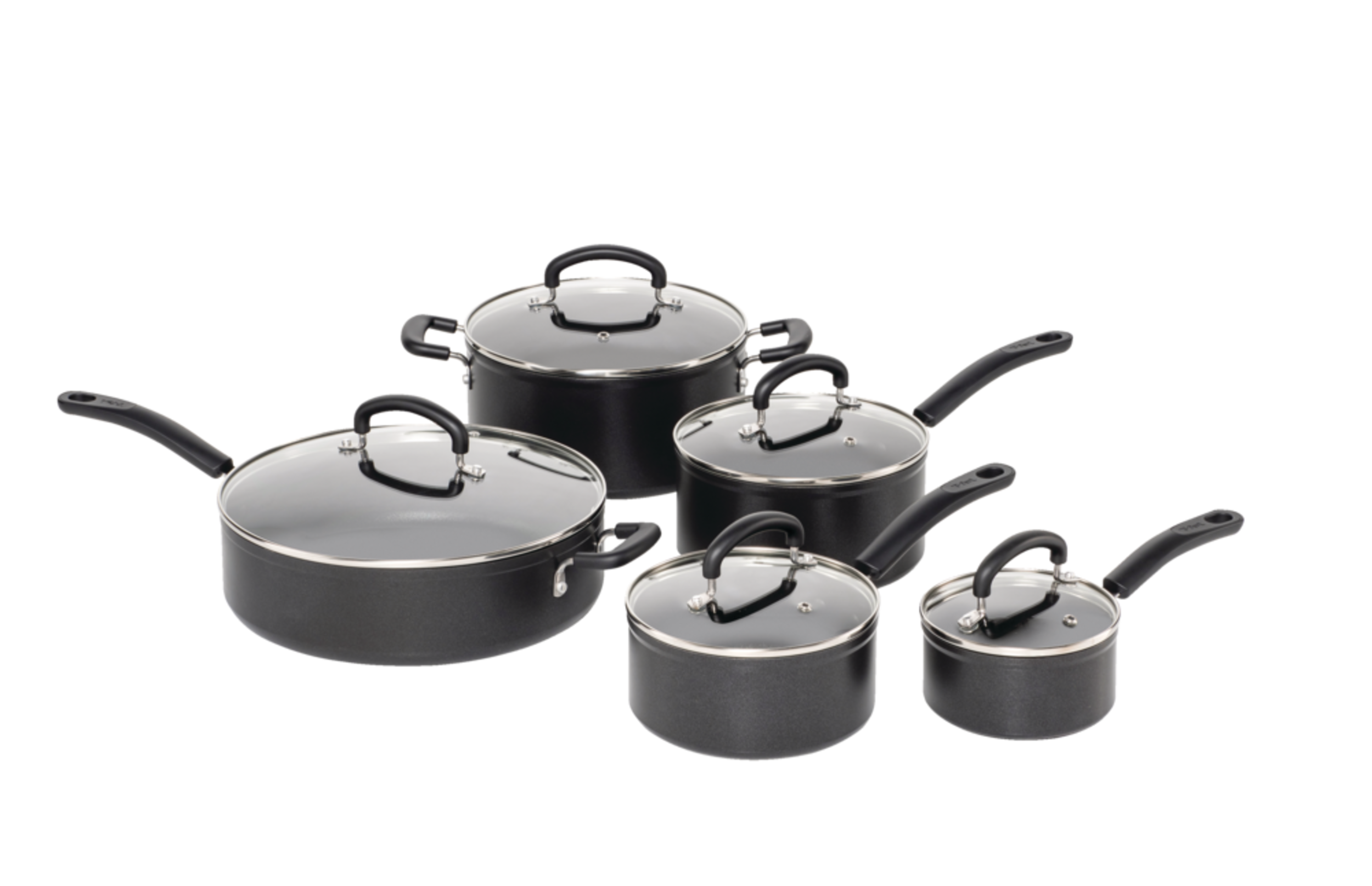 T-fal Extreme Titanium Cookware Set, Non-stick, Dishwasher & Oven Safe, Black, 10-pc Composite_or_Mixed