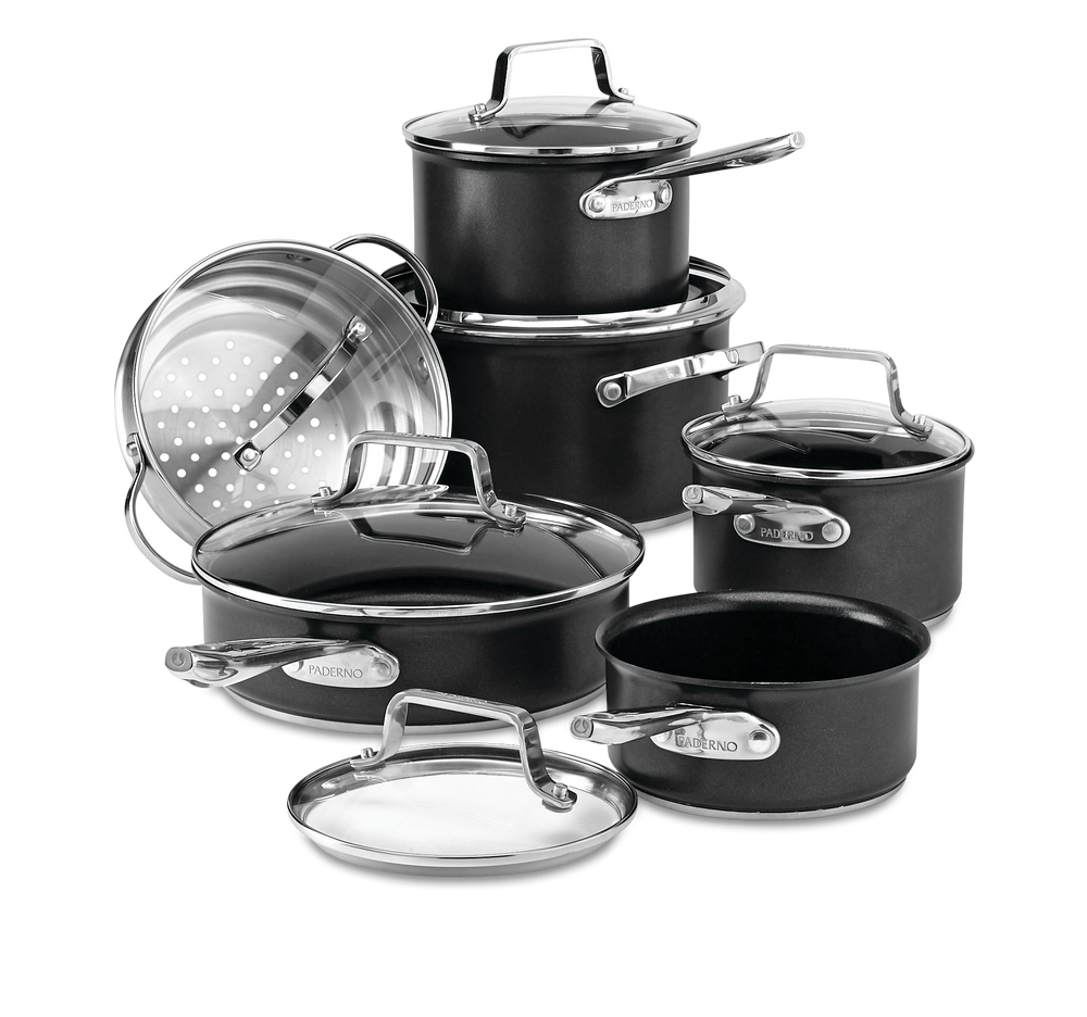 PADERNO Hard Anodized Cookware Set, NonStick, PFOAFree, Dishwasher