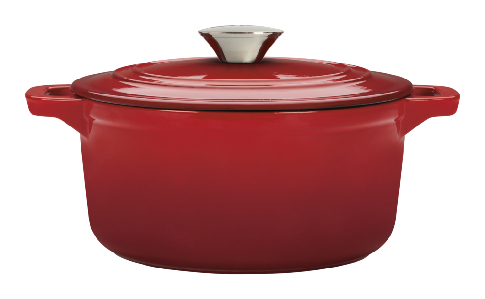 MASTER Chef Round Dutch Oven, Durable Cast Iron, Oven Safe, Red