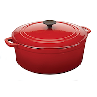 MASTER Chef Round Dutch Oven, Cast Iron, Oven Safe, Red Front_Angled_Right