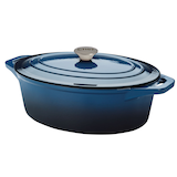 MASTER Chef Oval Dutch Oven, Durable Cast Iron, Oven Safe, Blue Front_Angled_Left