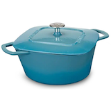 PADERNO Dutch Oven, Durable Cast Iron, Oven Safe, Atlantic Blue, 5-qt Front_Elevated